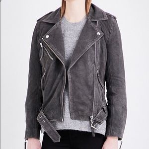 Topshop Gray Suede Moto Jacket